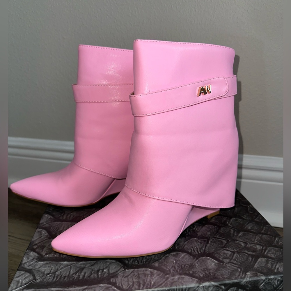 Azalea Wang Off the Grid Wedge Booties Pink 8